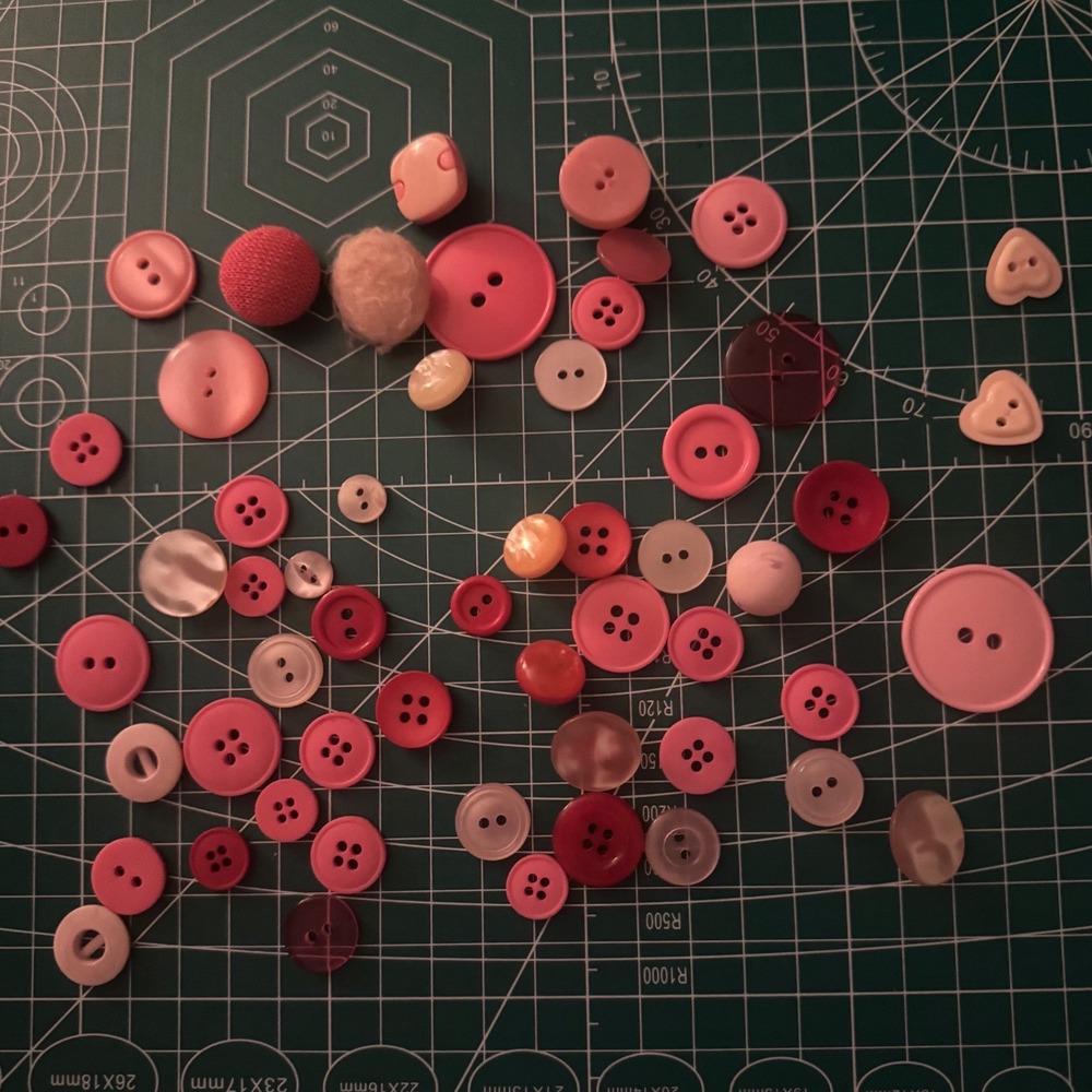Pink Buttons Assorted 50 + Pieces Shades & Sizes Sewing Craft Slow Junk Journal